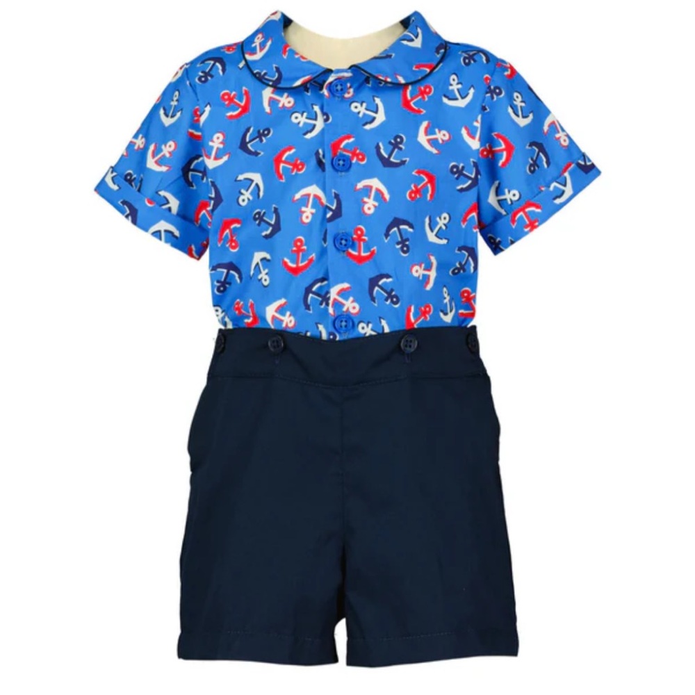RACHEL RILEY BOYS ANCHOR SHIRT & SHORT SET NEW